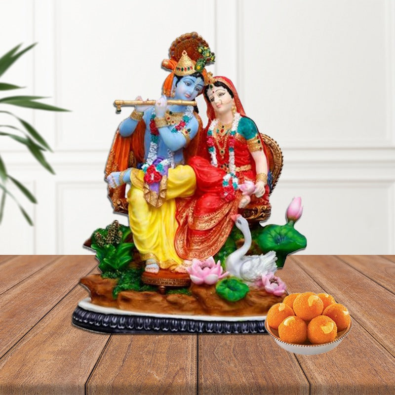 Radha Krishan Gold Janmastmi Idol Hindu Religious Gift Items Radha Krishna  Statue Decorations for Home Pooja