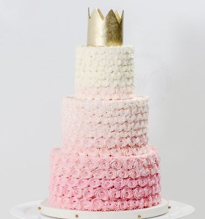 Hot pink and white 3 layer Cake 7 inch | Flowers and Cakes