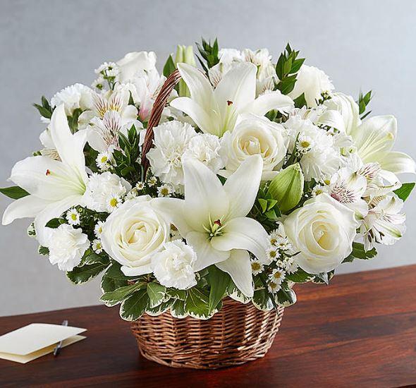 Peaceful White Basket– Bloomsvilla